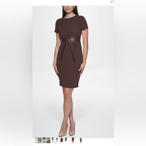 Calvin Klein Brown Pencil Skirt with Belt